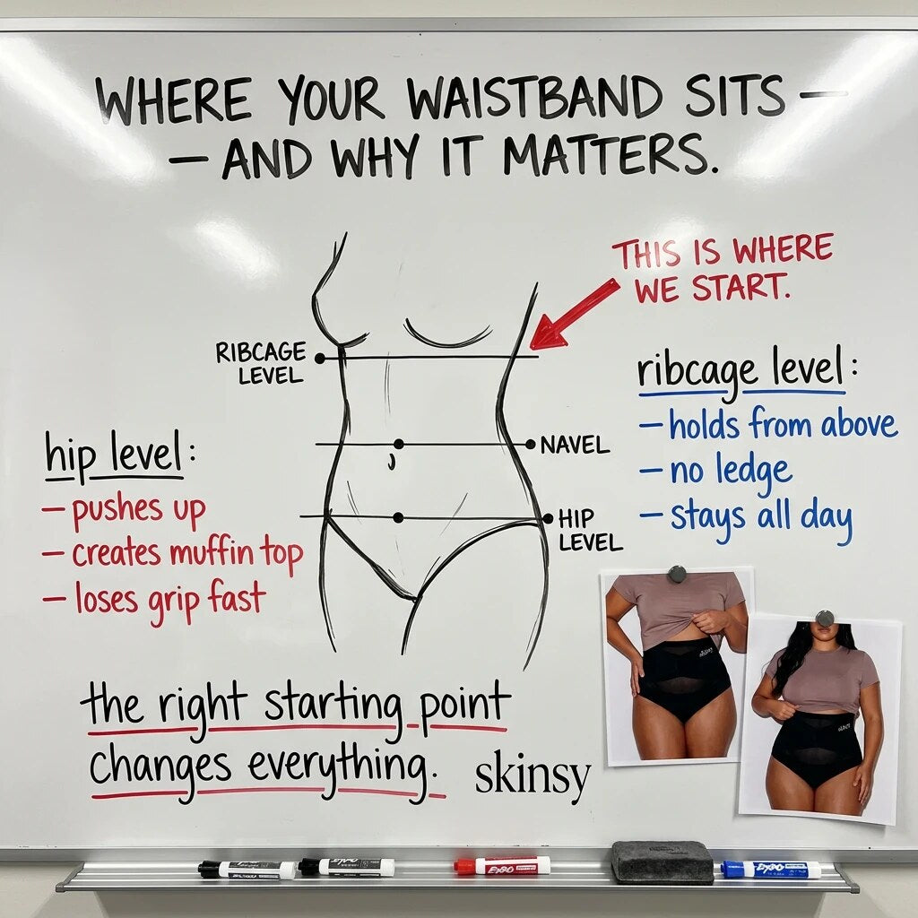 Red mark where a regular waistband dug in