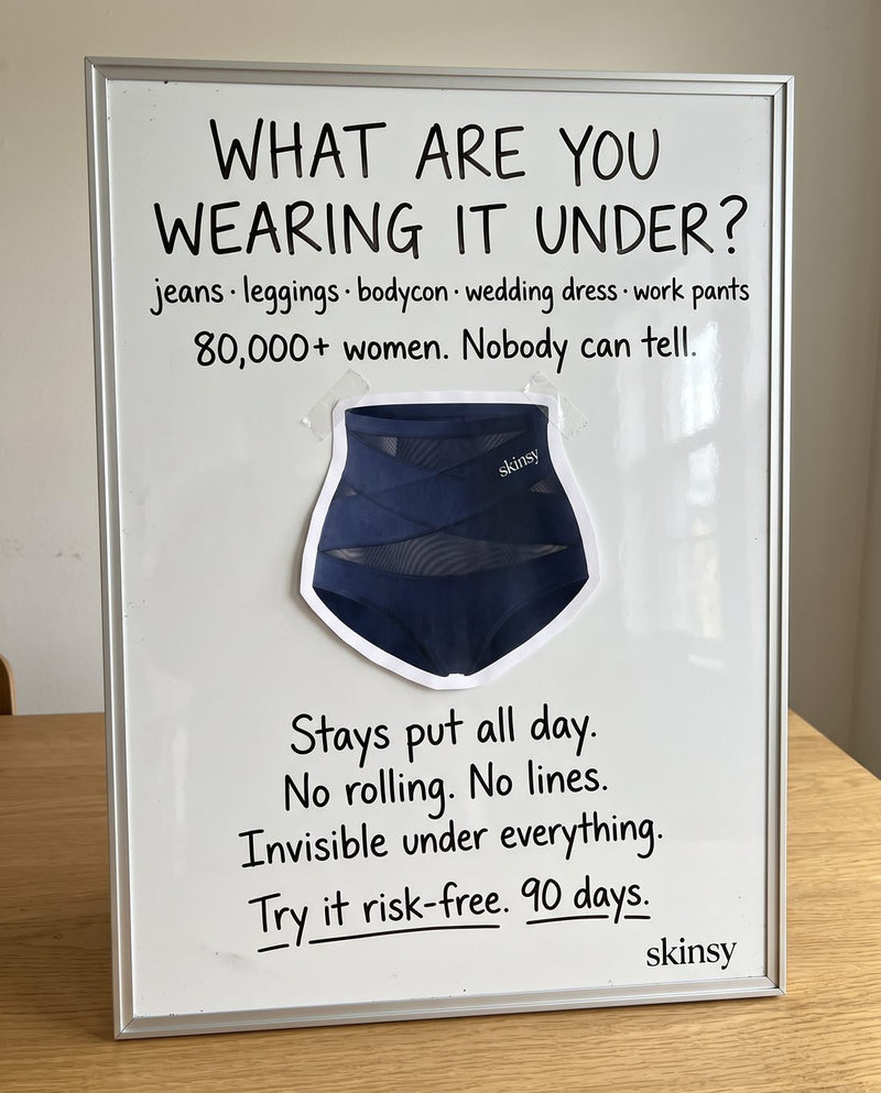 What are you wearing it under? Stays put all day. No rolling. No lines.